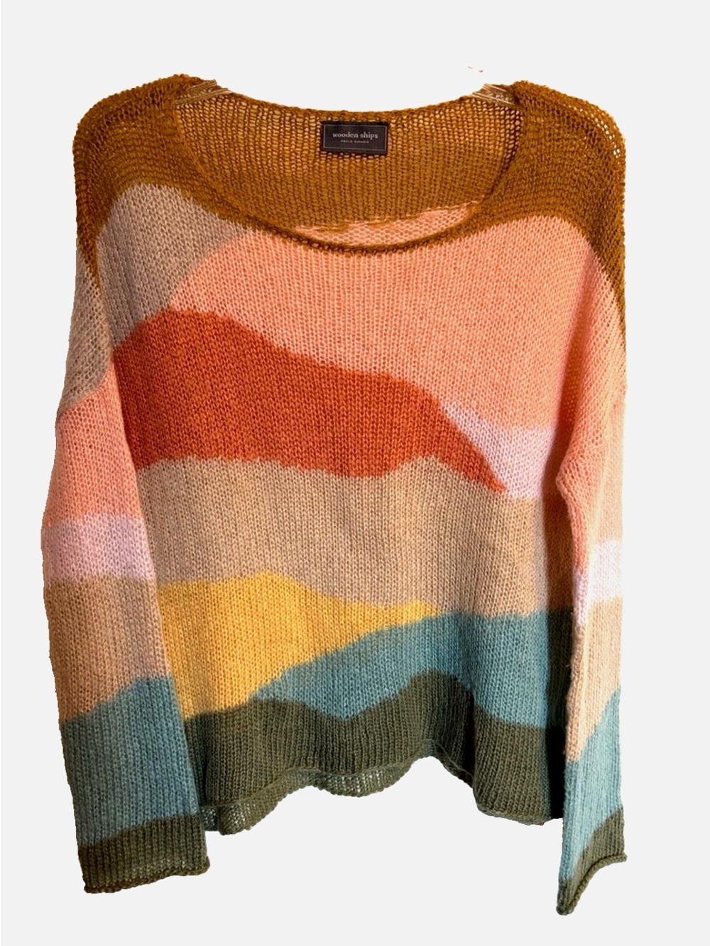 Wooden Ships Mohair Wool Landscape Mountain Sweater XS/S Colorblock